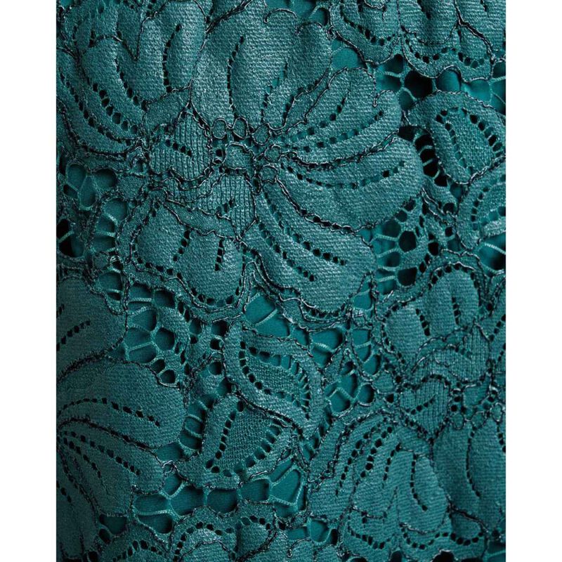 Cue Deep Green European Coated Lace Column Dress image number 2